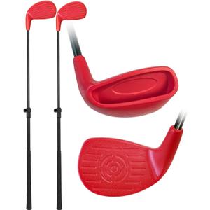 KOFULL Backyard Golf Clubs with Extendable Shaft 2 Pack– Outdoor Game Chipping Club with Oversize Head for Golf Games – Length Adjustable 21"-36" for Family – Right-Handed Training, Red
