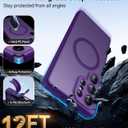 CANSHN Designed for Samsung Galaxy S23 Ultra Case [Full Camera Protection] [Compatible with MagSafe] Translucent Matte Shockproof Protective Phone Cover 6.8 Inch - Deep Purple