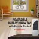 Craig Dual Window Fan with Reversible Airflow - Perfect Window Fans for Home Bedroom, Exhaust & Intake Options, Remote Controlled