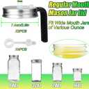 Palksky Mason Jar Lids with Straw Hole & Handle for Regular Mouth Jars, Leak-Resistant Drinking Lids with Extra Silicone Rings, Mason Jar Straw Lids for Iced Coffee, Lemonade, Juice (2 Pack)