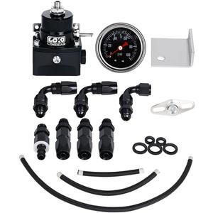 LokoCar Adjustable Fuel Pressure Regulator Kit Oil 20-80psi Gauge 6AN Return Adjustable Black