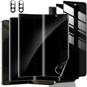 2 Privacy Tempered Glass Front Screen Protector for Samsung Galaxy Z fold 7+ 2 Privacy Inner Soft Film Protector+ 2 Camera Lens Protector+ 2 Side Film [Scratch Resistant] [Bubble Free]