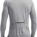 Bikewa Men's Cycling Jersey with 3+1 Rear Zipper Pockets Long Sleeve Moisture Wicking UPF 50+ Half Zip Riding Bike Shirts, Medium