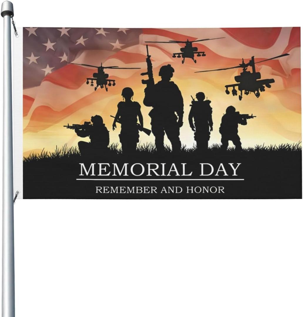 Memorial Day Veteran Flag 3X5 Ft Garden Flag Banner Outdoor Indoor Decoration