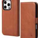 Case for iPhone 16 Pro Max 5G 2024-Genuine Leather Folio Wallet Magnetic Kickstand RFID Blocking Card Slots Shock-Absorbent Phone Cover Compatible with iPhone 16 Pro Max 6.9" (Brown)