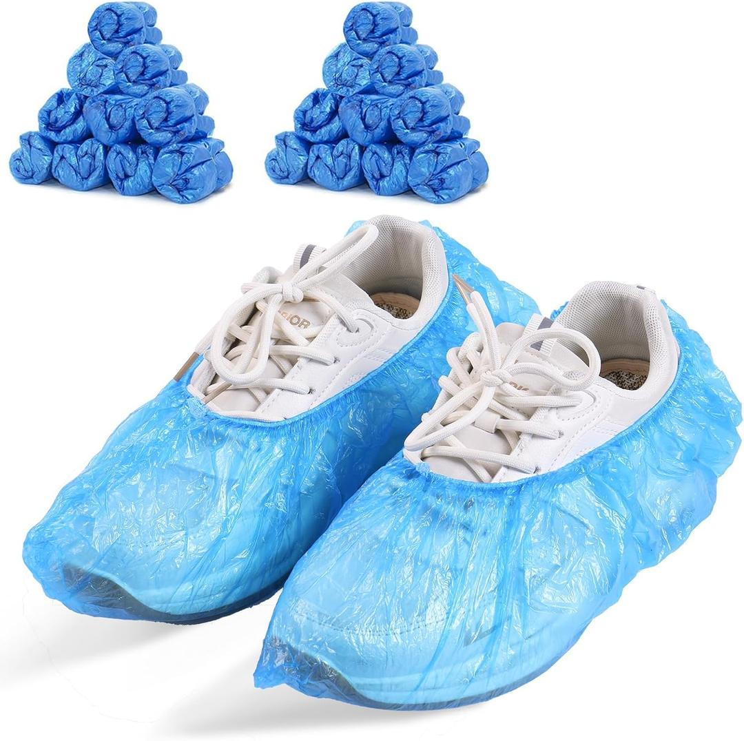 LYSHIYI 200 Pcs Shoe Covers Disposable Non Slip, Waterproof Shoe Covers Disposable for Indoors, 15-20'' Adjustable Size Boot Covers for US 6 to 14 Size