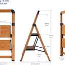 Step Ladder 2-Step Woodgrain Finish Aluminum Folding Step Ladders,Anti-Slip Max 330 lbs