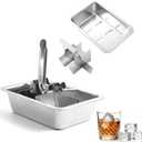 Stainless Steel Ice Cube Trays with Lever - 6 Large Cube Mold for Whiskey & Cocktails, Professional Heavy Duty Metal Freezer Tray, Non-Toxic & Easy Release for Kitchen & Bar Use