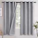 YoungsTex Grey Linen Blackout Curtains 63 Inches Long for Bedroom, Thermal Insulated Black Out Drapes with Grommet Room Darkening Privacy for Living Room, 2 Panels, 52 X 63 Inch