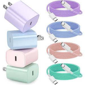 Aorle for iPhone 16 15 Charger Fast Charging [4 Pack] 20W USB C Wall Charger Block with 6FT USB C Charging Cable for iPhone 16 15 Pro Max/ 15 Pro/ 15/ 15 Plus, iPad Pro 12.9"/ 11", iPad Air