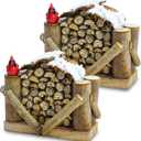 2PCS Christmas Village Wood Pile, 4.1 x 1.77 x 3.34 Inch Natural Wood Log Firewood Pile Figurine Christmas Village Accessories for Xmas Table Decorations Ornaments
