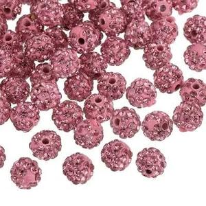 Rhinestone Beads for Jewelry Making, Disco Ball Beads for Bracelets, Fashion Accessories Friendship Bracelet Making Earring Supplies DIY Keychain Parts Necklaces Rhinestone Clay Pink