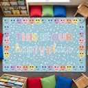 Nuanchu 5' X 7'6" Pastel Laugh Face Classroom Rug, Vibrant
