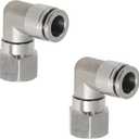 Stainless Steel Pneumatic Female Elbow Push to Connect Air Fittings, 90 Degree NPT Female Air Line Quick Connector for Air Compressor (1/4" Tube OD x 1/4" NPT)