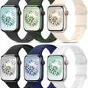 6 Pack Sport Bands Compatible with Apple Watch Band 38mm 40mm 41mm 42mm 44mm 45mm 49mm 46mm,Silicone Waterproof Strap for iWatch Apple Watch Series 11 10 9 Ultra 8 7 6 5 4 3 2 1 SE Women Men (Starlight/Black/White/Navy Blue/Cyprus Green/Dark Gray)