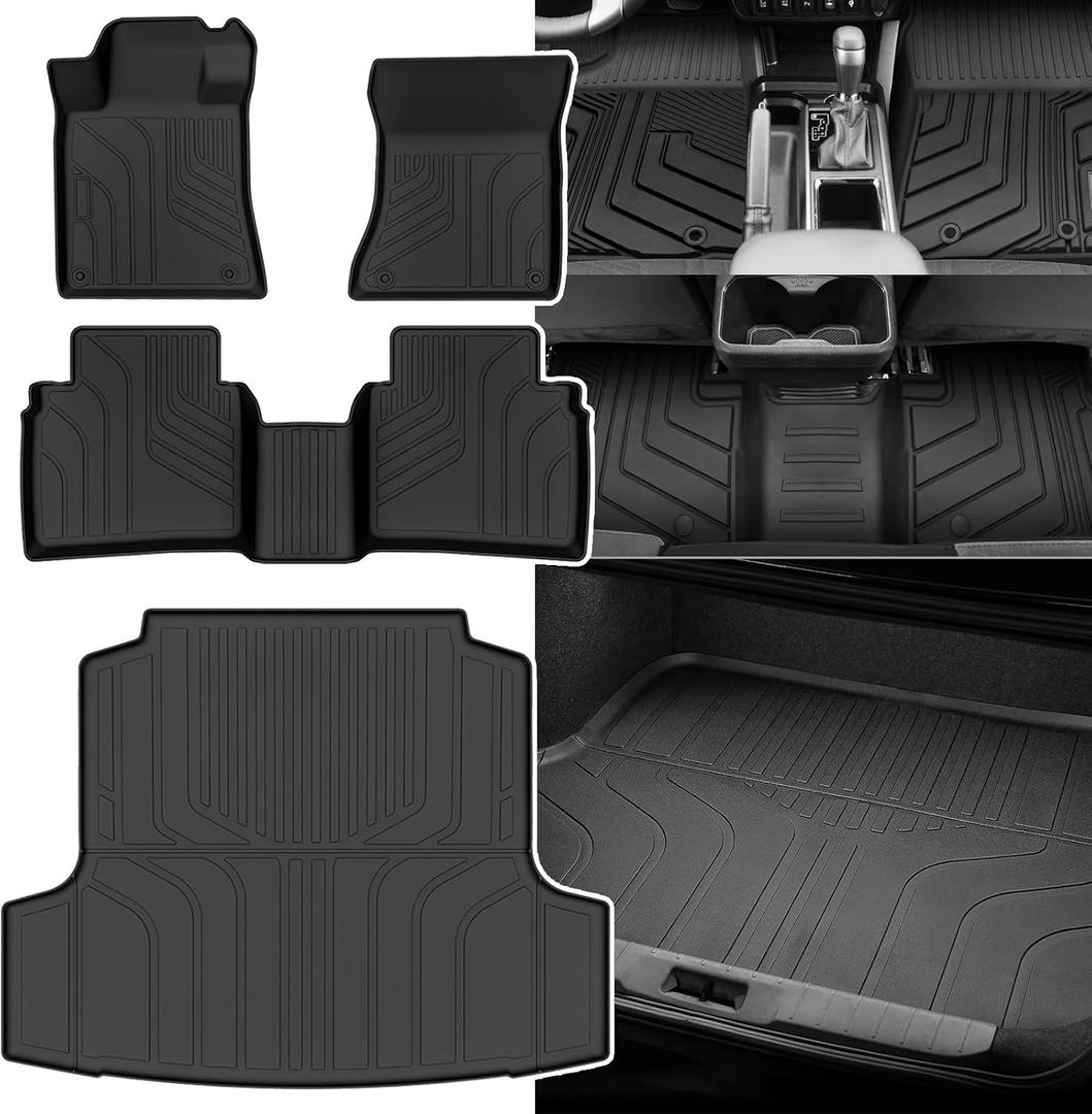 KUST Floor Mats Cargo Mat for 2019-2026 Nissan Altima Accessories, All Weather Floor Lines & Rear Trunk Liner TPE Rubber Car Mats Raised Edge, Full Set of 4PCS