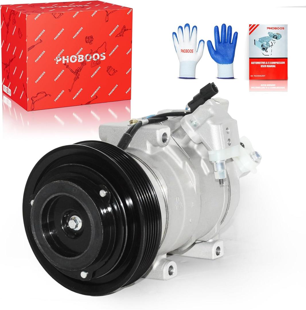 PHOBOOS A/C Compressor with Clutch Compatible with Acura MDX 2007-2013, ZDX 2010-2013 & Honda Odyssey 2008-2017, Pilot 2008-2015, Ridgeline 2009-2014, V6 3.5L/3.7L. Ref. CO-10840C, 158334