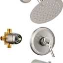 Tub Shower Faucet Set (Valve Included) with 6-Inch Rain Shower Head and Tub Spout Single-Handle Tub and Shower Trim Kit Brushed Nickel