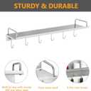 Audmore Kitchen Utensil Rack, 19.7 inch Spice Rack with 6 Hooks Wall Mount, Over the Stove Shelf, Stainless Steel, Hanging Storage Wall Shelf for Spatula Spoon, Seasoning Jar Organizer