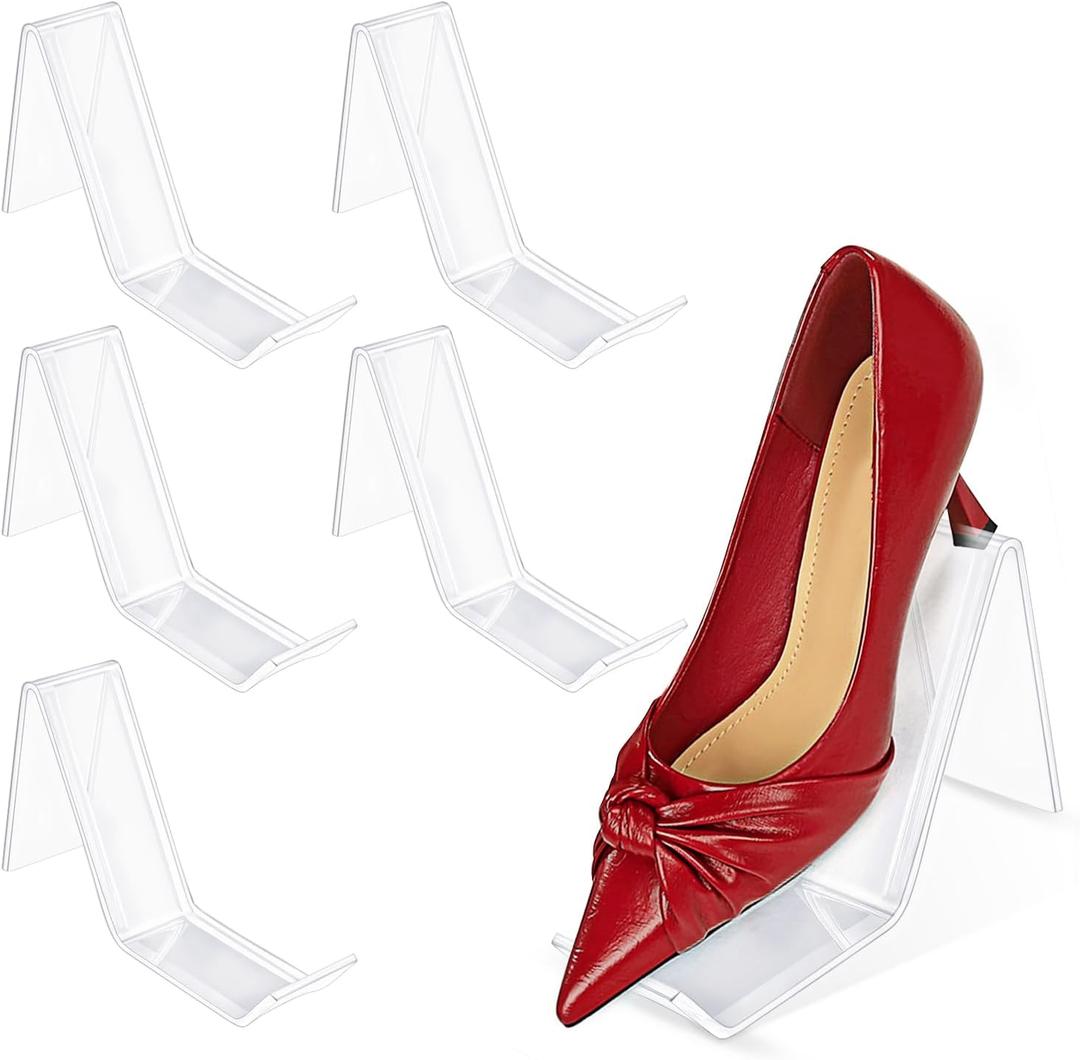 Cositina 6 Pieces Acrylic Shoe Display Stand Clear Sandal Rack Holder High Heel Show Display Stands Shoes Organizer for Home Store Retail Shop
