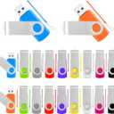 2GB USB Flash Drive Bulk, 20 Pack Thumb Drives Memory Stick Colorful Jump Drives Multipack Zip Pendrive with Lanyards, Swivel Memoria USB Drive Flashdrive for Home Office School Data Storage