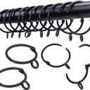 Openable Curtain Rings with Eyelet,24PCS Black Curtain Rings,Drapes Rings 2 in Interior Diameter,Hinge Snap-Joint Design, Fits Curtain Rods Up to 1.8 Inches TXZWJZ