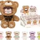 ROBOTIME Plush Doll Blind Box Figure,7 Inches Cute Anime Plush Doll Mystery Box Popular Collectible Toy Creative Kits for Birthday Gifts/Christmas Holiday Chocolate Colorful Plush Bear (1 pcs)
