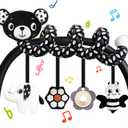 TSYAN Car Seat Toys for Babies 0-6 Months,Hanging Rattle Toys for Crib Mobile, Baby Spiral Hanging Stroller Black and White High Contrast Toys for Newborn 0 3 6 9 12 Months Baby Boys Girls (Bear)