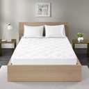 Madison Park Queen Mattress Protector Pad Waterproof Bed Cover, Breathable 300TC Sateen Cotton, Diamond Quilted Topper, Quiet Nights, Fitted Pocket Fits Up to 18 Inch, Machine Washable, White