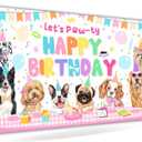Avezano Dog Birthday Decorations Pink Puppy Dog Birthday Party Banner Let's Pawty Dogs Kids Photography Backdrop Indoor and Outdoor 6 x 3.6 ft (Multicolor)