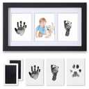Hand and Footprint Kit,Inkless Handprint Kit with 2 Safe Clean-Touch Ink Pads and a Wooden Baby Picture Frame Gifts for New Parents, Shower Gift-Black