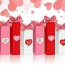 Tradder 6 Pcs Valentine's Day Table Decorations Valentines Table Block Sign Wooden Tiered Tray Decor Love Sign Tabletop Centerpieces, Hug Kiss Me- Gifts for Anniversary Home Wedding Party Supplies