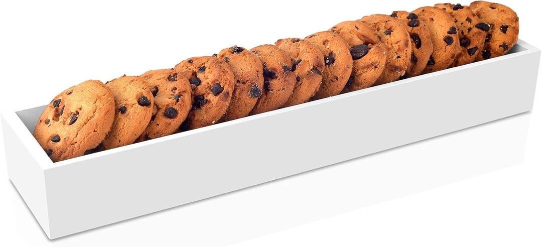 Wooden Rectangular Cracker Holder - White Cracker Dish for Serving Trays, Countertop, Home, Wedding, Parties