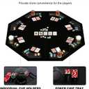 48 Inch Foldable Poker Table Top for 8 Players, Octagon Poker Table Topper with Chips Tray & Cup Holders, Professional Texas Holdem Poker Table Mat Layout with Carrying Bag for Card Casino Games