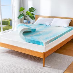 Marsail Mattress Topper Queen, 3-inch Gel Memory Foam, Bed Topper for Queen Size Bed, Soft for Sleeper Sofa, RV, Camper, CertiPUR-US Certified (Blue and White) Marsail Mattress Topper Queen, 3-inch Gel Memory Foam, Bed Topper for Queen Size Bed, Soft for Sleeper Sofa, RV, Camper, CertiPUR-US Certified (Blue and White)