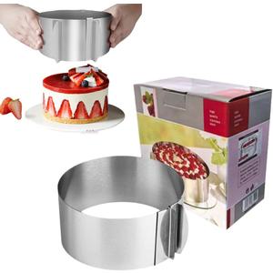 Round Cake Ring Mold,Adjustable 6"-12" Round Stainless Steel Cake Mousse Mold Ring Pastry Baking Tool,Stainless Steel Baking Rings Round Cake Molds for Cake Dessert Mousse Baking Pastry, Cake Decor