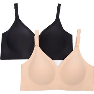 HORISUN Comfortable Seamless Full Coverage Bra for Women Wireless Bras with Soft Support Regular and Plus Size (X-Large, Nude+black)