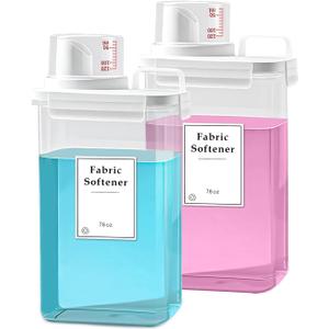 2 Pack Laundry Detergent Dispenser, 78oz Detergent Dispenser, Refluxable Laundry Detergent Container, Plastic Liquid Laundry Detergent Dispenser for Laundry Room Organization with 6 Labels