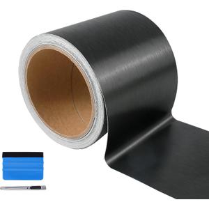 LZLRUN Free Tool Kit Light Black Satin Metallic Brushed Vinyl Tape DIY Roll for Black Out Chrome Delete Window Trim Door Trim (3Inches x 30Feet)