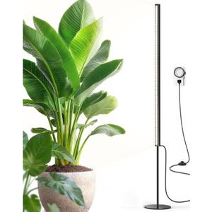 Barrina T1S Standing Grow Light for Indoor Plants with Timer, 65W 5000K High PPFD Full Spectrum, Tera Series Vertical Grow Lights Adjustable Height 5FT-5.6FT, Foot Switch, Non-Glare Design, Black