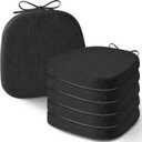 AddGrace Set of 6 Chair Cushions for Metal Dining Chairs 14x14 Chair Pads with Ties Non Slip Thick Seat Cushions with Textured and Removable Cover (6, Black)
