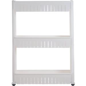 Lavish Home 3 Tier Shelf Rolling Cart - Narrow-Space Kitchen or Bathroom Shelf Organizer Cart - Slim Slide-Out Storage Shelves for Kitchen, Bathroom, Laundry and Pantry, 19.5 x 5 x 28