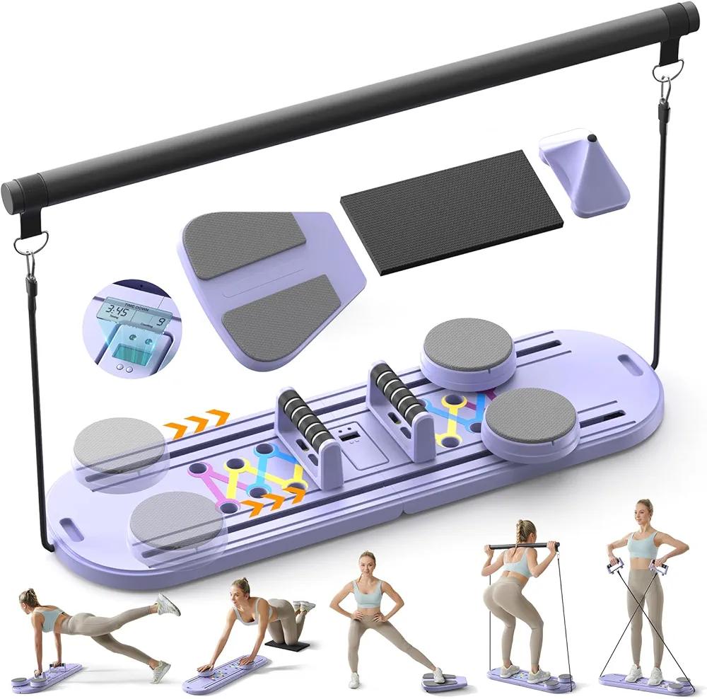 Pilates Board,Multifunctional Rebound Abdominal Board,Foldable Pilates Reformer Set,Ab Core Trainer Machine,Ab Board,Exercise Board,Abs Workout Equipment for Women Men Home Gym Equipment
