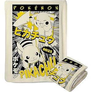 Northwest Pokemon Mink Sherpa Throw Blanket, 60" x 80", Anime Pikachu