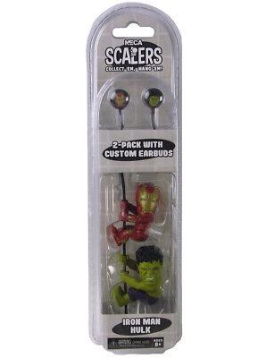 NECA Scalers - 2" Characters - "Iron Man" And "Hulk" Toy Figures 2 Pack With Custom Earbuds