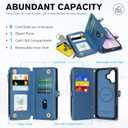 TUCCH Removable Crossbody Case Wallet for iPhone 17 (6.3-inch) 2025, Wireless Charging, RFID Blocking 9 Card Slots, Lanyard, Wrist Strap, Zipper Pocket, PU Leather, Stand Magnetic Cover, Light Blue