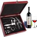 Opener,Bottle Opener, Accessories Areator Opener Kit, Red Corkscrew Set with Wood Case, Gift with Luxury Packaging