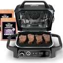 Ninja | Woodfire Series | 7-in-1 (Grill, BBQ, Roast, Air Fry, Dehydrate, Broil, Smoke) | Portable & Weather Resistant | Cook Up To 6 Steaks & 30 Hot Dogs | Woodfire Pellets included | OG701