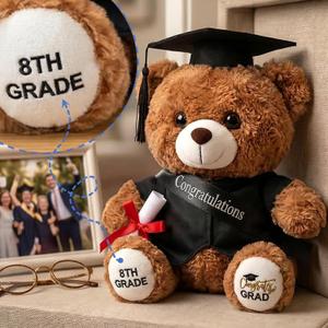 Foilswirl Large 12 Inch Graduation Bear Gift 2026 Teddy Bear Stuffed Animal Playthings with Cap Sash Diploma Graduation Gift to Express Congratulations for 8th Grade Graduate 15 Years Old+