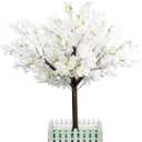 Artificial Cherry Blossom Tree - Handmade White Fake Cherry Blossom Tree Centerpieces for Wedding Party Christmas Garden Indoor & Outdoor (5 FT)
